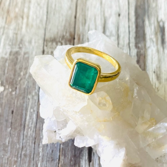 18k gold plated emerald ring - Picture 5 of 6